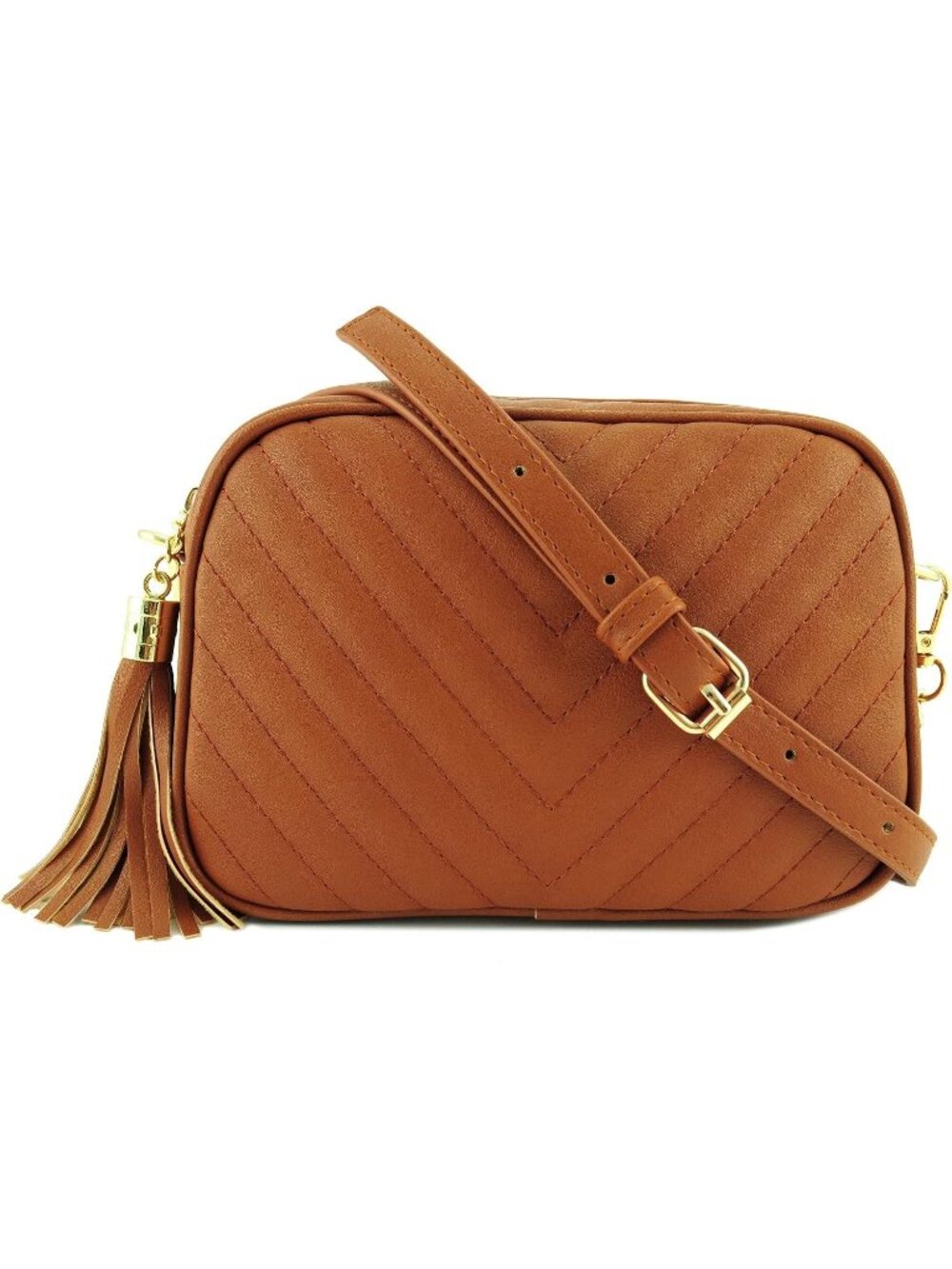 〽️Women's Brown Faux Leather Top Zipper Chain Strap Shoulder Crossbody Bag